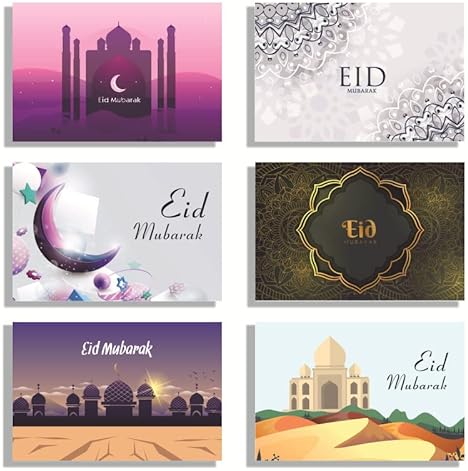 FullJoyHut 8 Fogli Carta di Regalo Eid Mubarak Ramadan Set Con Motivi di Stelle e Lune, Include Etichette Regalo Adesivi Perfezione per Decorazioni Confezioni Regalo Islamiche Musulmane Eid Mubarak