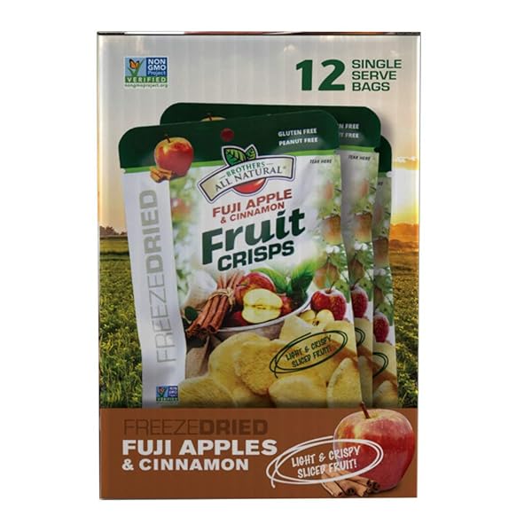 BROTHERS ALL NATURAL FREEZE DRIED FRUIT CRISPS, FUJI APPLE & CINNAMON, 0.35 OZ (PACK OF 12), MADE WITH 100% FRUIT, GLUTEN FREE, SOY FREE, VEGAN, HEALTHY SNACK, LUNCH BOX READY