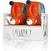 Detergent Holder for Laundry Room, Farmhouse Liquid Soap Dispenser, Detergent Storage Organization Stand with Drip Catcher Drip Tray Measuring Cup, Laundry Station Organizer