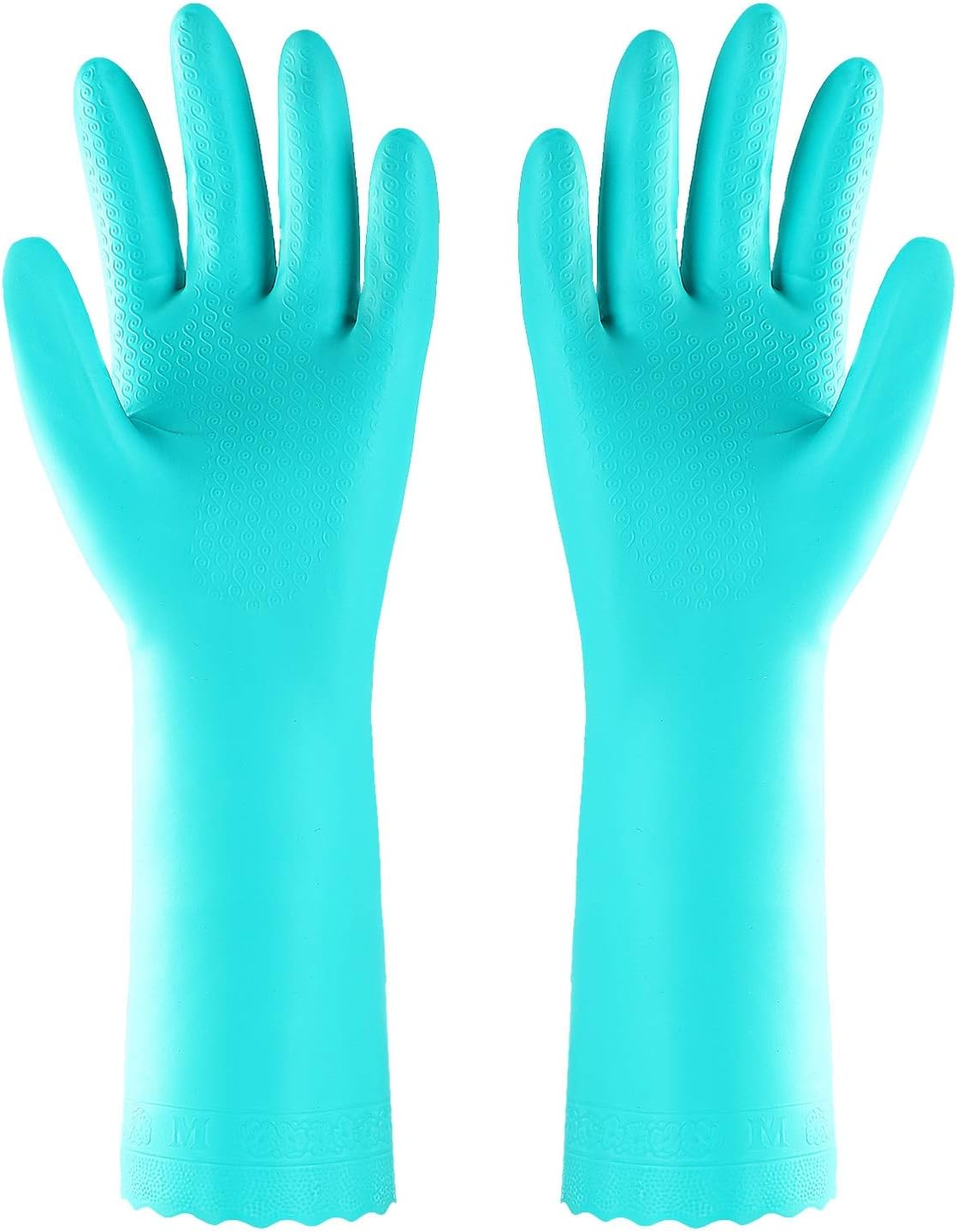 Elgood Household Dishwashing Cleaning Gloves with Latex Free, Cotton Lining,Kitchen Gloves 2 Pairs,Blue