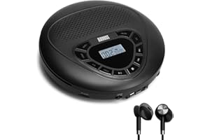 Portable CD Player with Rechargeable Battery - August SE10B - Dual Stereo Speakers, Anti-Skip Protection, Aux Out & MP3 Playe