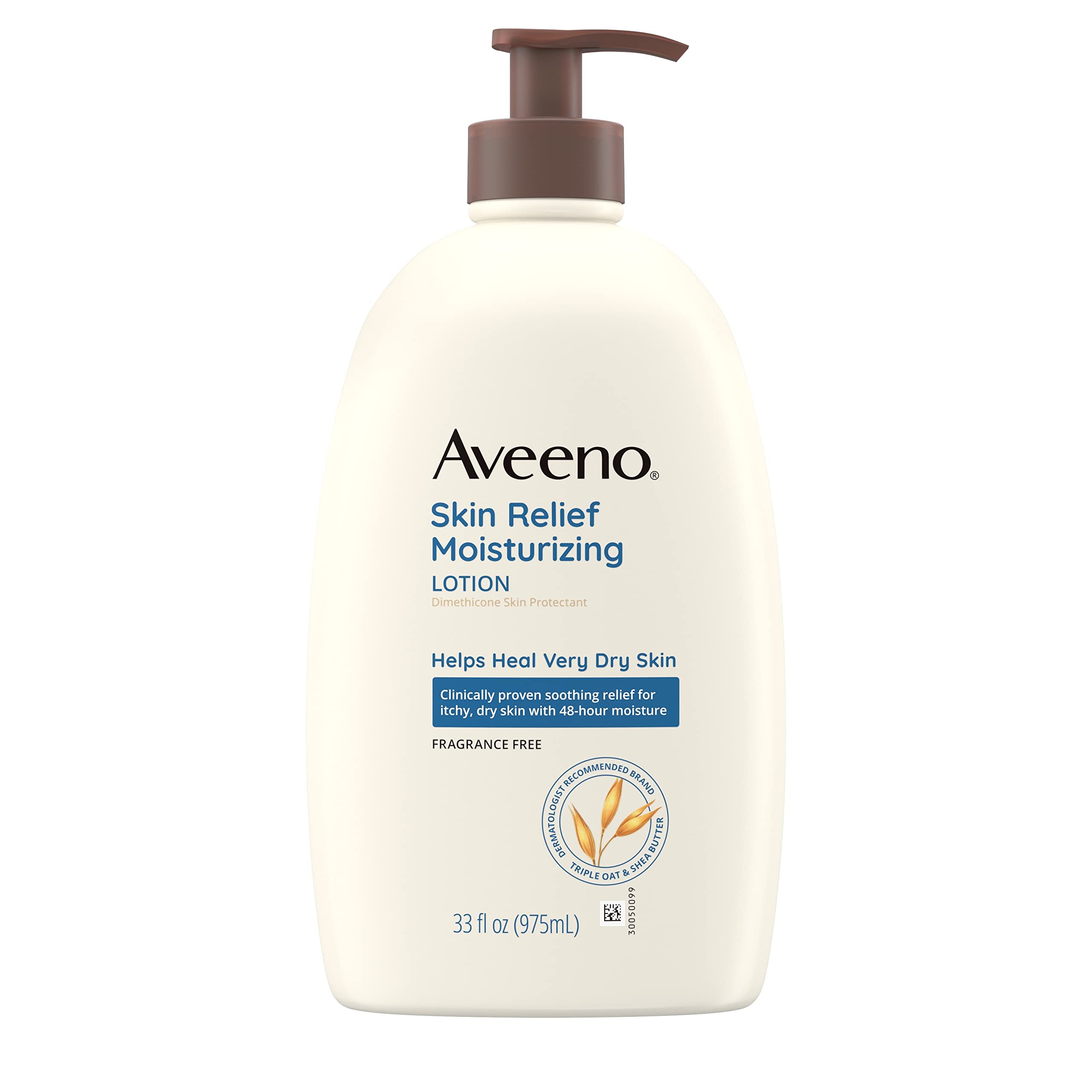 Photo 1 of Aveeno Skin Relief Moisturizing Lotion for Very Dry Skin with Soothing Triple Oat & Shea Butter Formula, Dimethicone Skin Protectant Helps Heal Itchy, Dry Skin, Fragrance-Free, 33 fl. oz