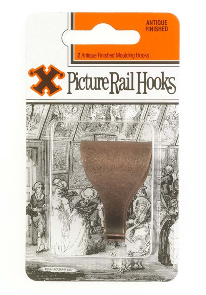 X Picture Rail Hooks Antique 2 Pack Blister - 12852