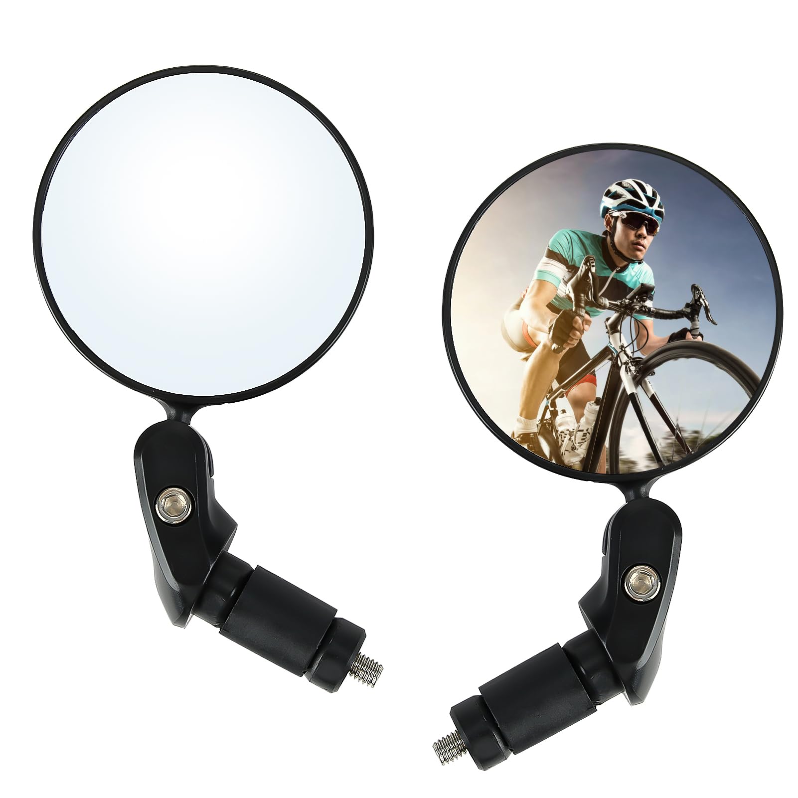Nazaz Bike Mirrors – 2PCS HD Glass Convex Lens, Universal Handlebar Mount, Adjustable, Shatter Resistant, Durable for Road, Mountain Bikes & Scooters
