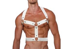 KKmeter Men's Strong Body Chest Nylon Harness Elastic Support Brace Club Wear Costumes