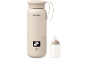 Veroline Portable Bottle Warmer for Travel, 10 Oz Baby Botle Warmer with Adjustable Temperature & Keep Warm for Formula, Breastmilk, Cordless Milk Warmer, Rechargeable Water Warmer for Outdoor, Beige