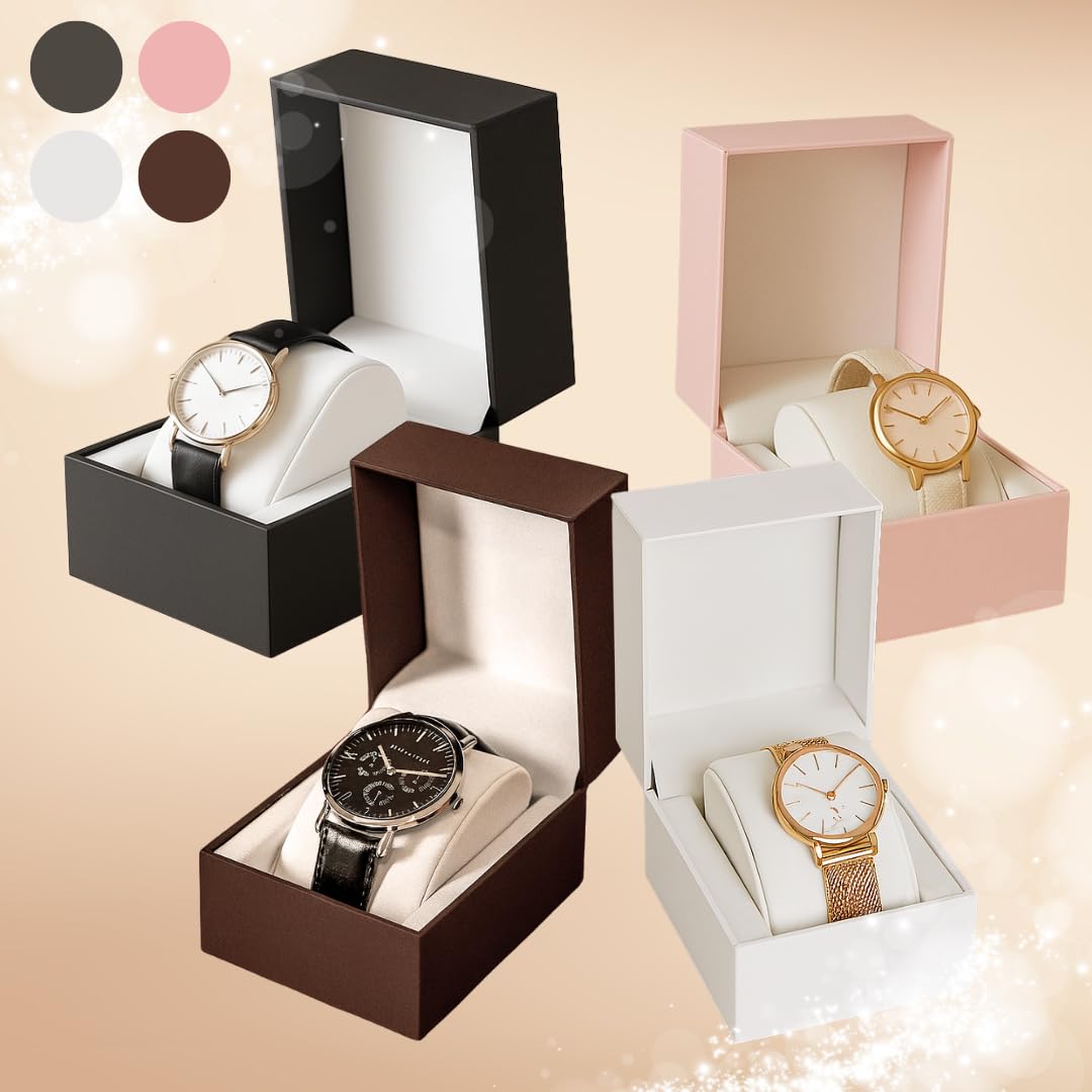 Prestige & Fancy Premium Brown Watch Gift Box with Pillow – Single Watch case Storage Box PU Wristwatch Display Case Organizer for men and women for Christmas, Birthdays, Anniversary (Brown)