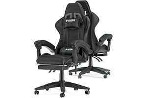 Bigzzia Gaming Chair,Ergonomic Office Chair, Height Adjustable Reclining Computer Game Chair Comfortable with Headrest and Lu