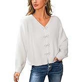 CUPSHE Women's Long Sleeve Knit Cardigan Bow Buttons Lightweight Open Front Sweater Fall Winter Casual Sweater Top