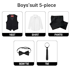 Marvelous World Boys' 5-Piece Formal Vest Suit