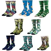 Crazy Socks – 420-Themed 8-Pack Funny Crew Socks Gift Set for Men & Women – Cannabis-Inspired Novelty Sock Bundle – Comfortable, Bold Designs – One Size Fits Most