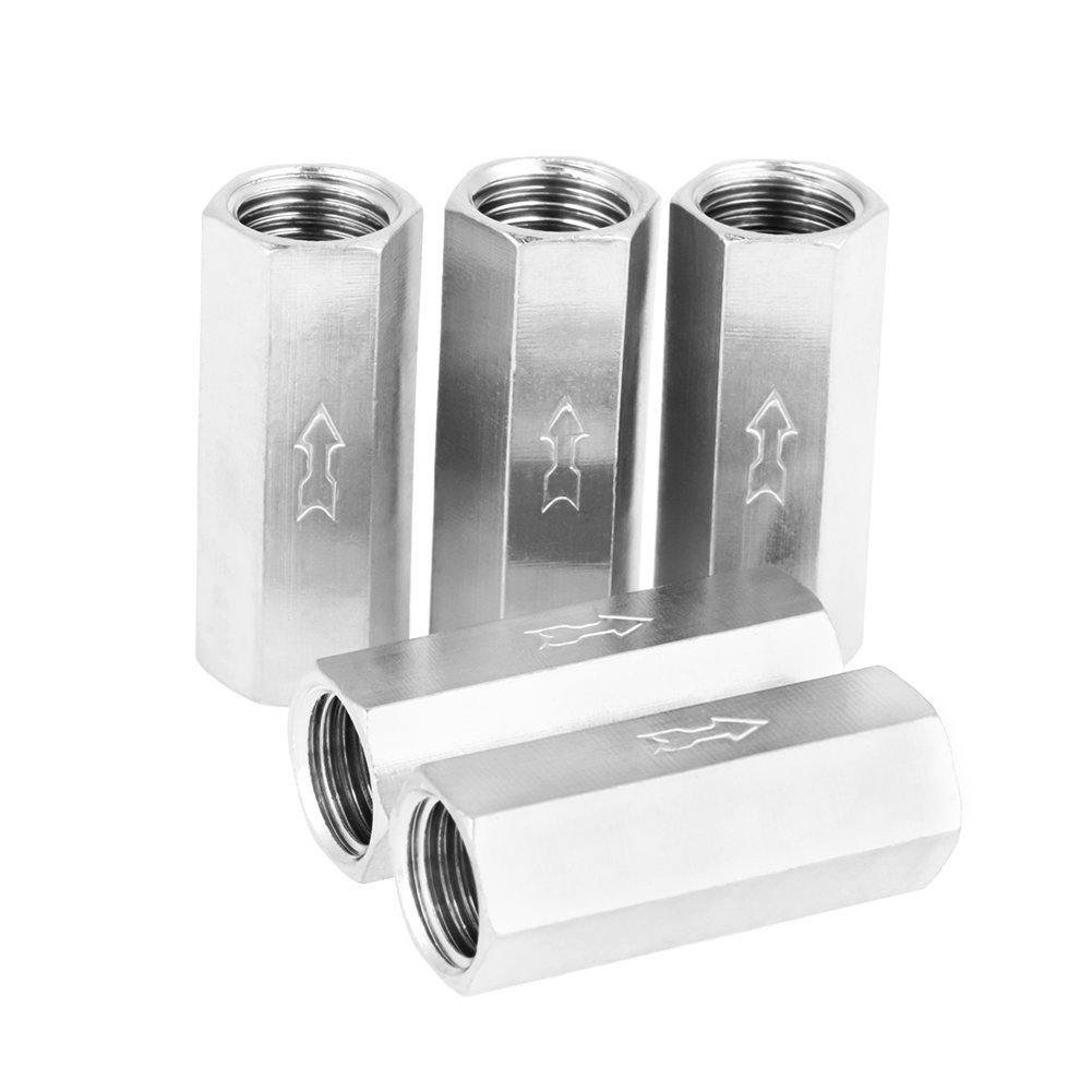 Pack of 5 One Way Air Check Valve, 1/4'' Female Threaded Brass Non-Return Air Check Valve Replacement Accessory