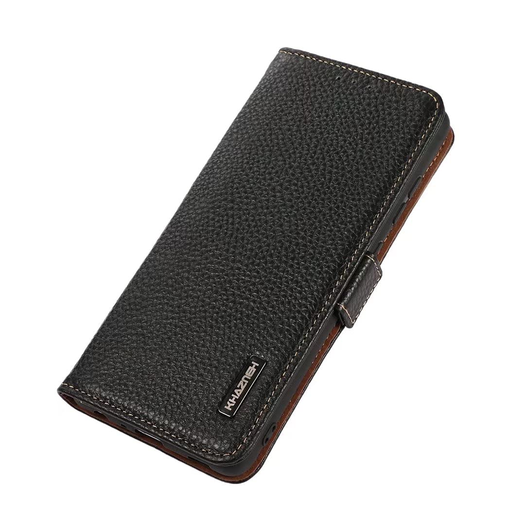 COQUE Case Nokia XR20 Cover,Side magnetic leather lychee pattern RFID Anti-Theft Brush Phone Case Flip Folio Protective for Nokia XR20-Black