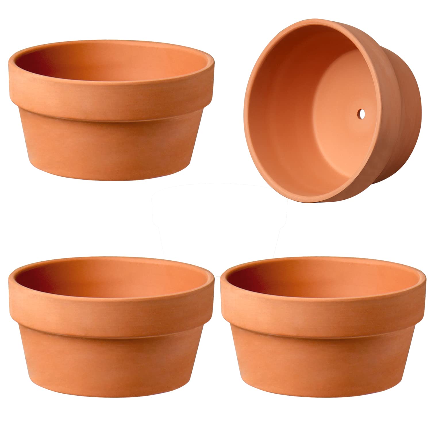 Briful 4 PCS 5.5"x2.8" Large Terra Cotta Plant Pots, 14 x 7.1cm Flower Pots Clay Pottery Planter with Drainage Hole, Ideal for Cactus Succulent Nursery House Plants