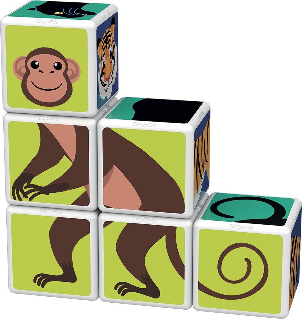 Geomag Magicube Jungle animals - 6 cubes - magnetic building set, Multicolor, Small - Image 3