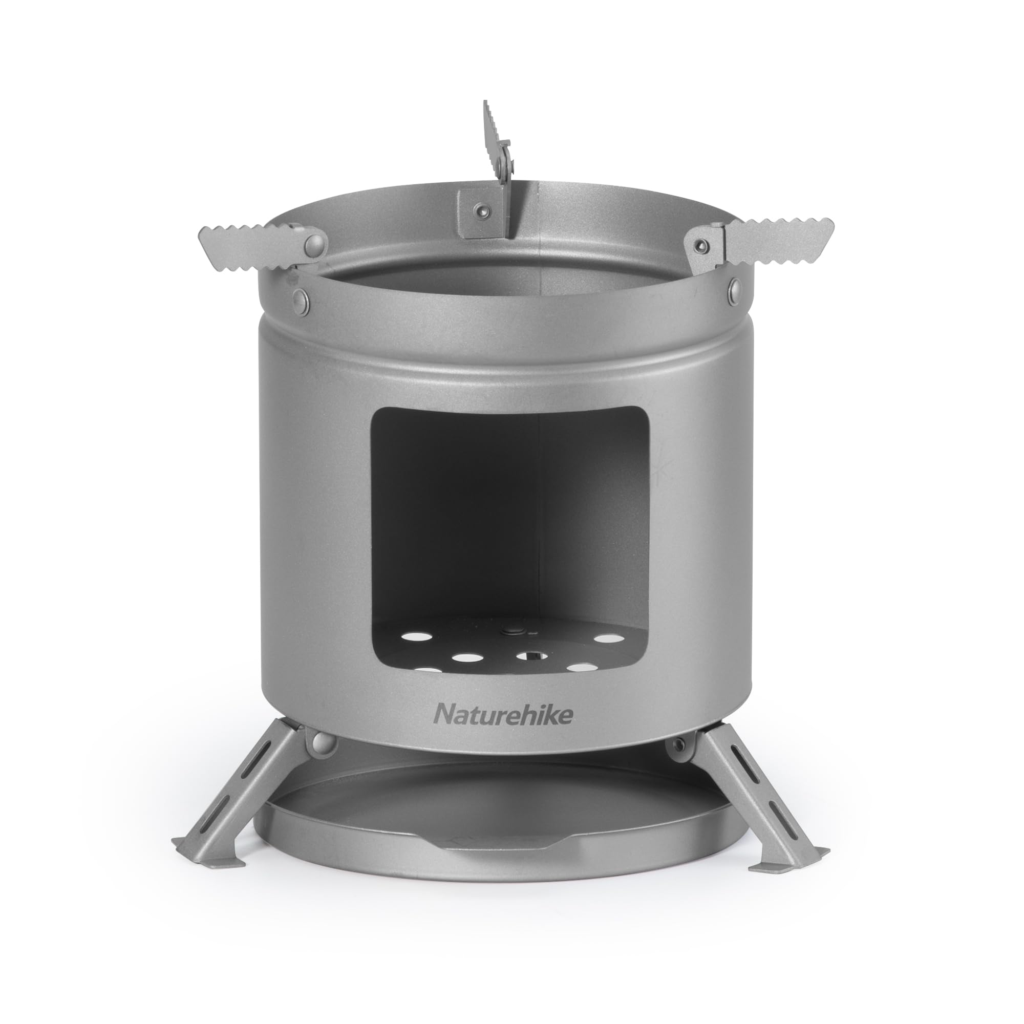 Naturehike Portable Titanium Stove, Lightweight Camping Stove for Outdoor Cooking, Foldable Stand, Suitable for Dry Firewood, Charcoal, Alcohol, Wood, 200g