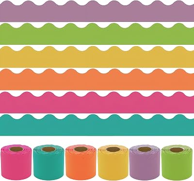Wonninek 6 Rolls Classroom Bulletin Board Border Trim Scalloped Decor 197ft