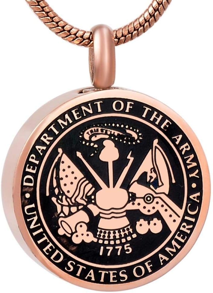 PicZhiwenture Necklace for Ashes US Army Stainless Steel Round Urn Necklace Loss of Veteran Memorial Ashes Keepsake Cremation Badge Pendant-3