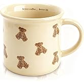 FableKnot Vintage Teddy Bear Small Coffee Mug,Cute Coffee Cups,Cute Novelty Ceramic Cup for Women, Tea or Milk.Gift for Teachers, Kids or Office -10oz (Bear)