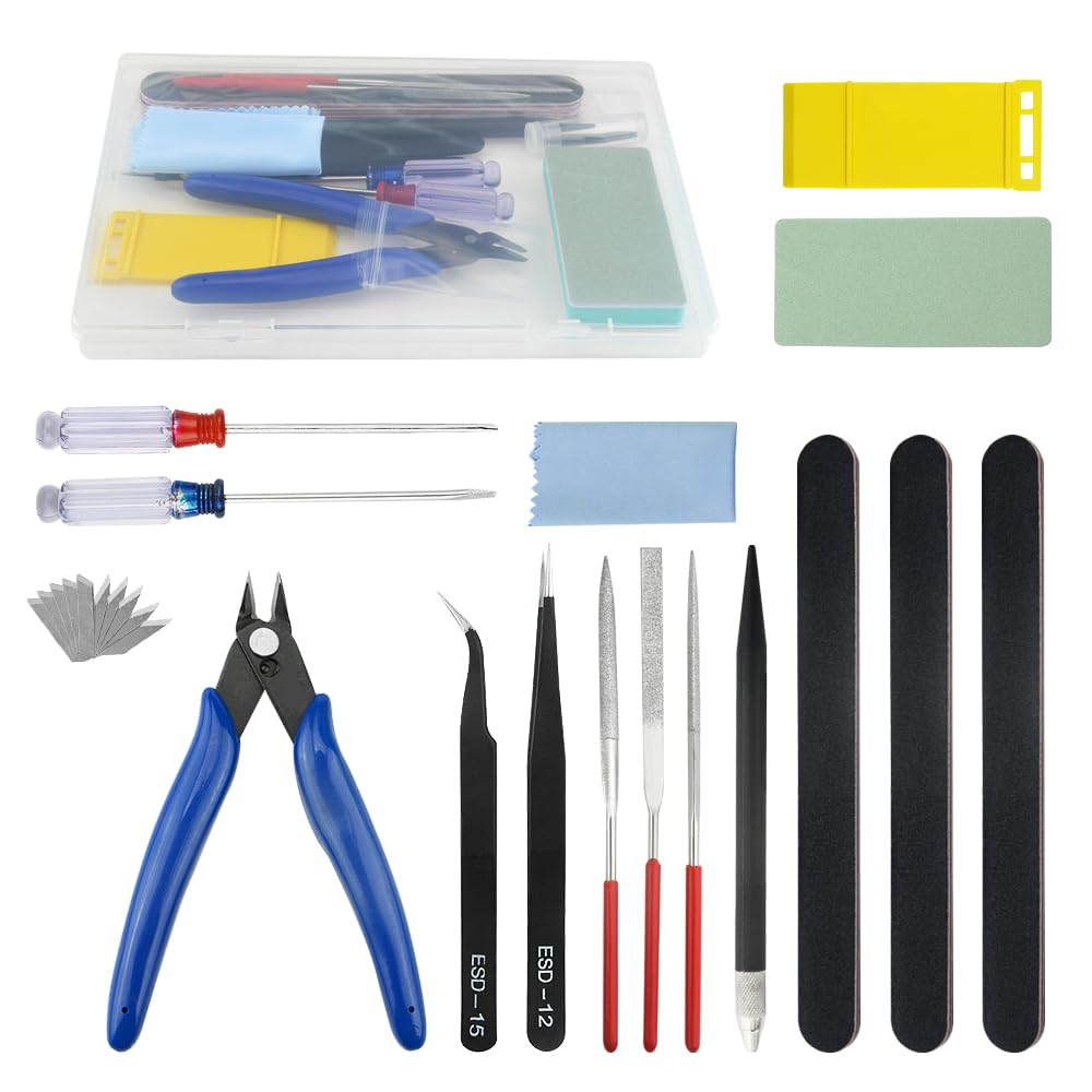 BGTXINGI 25Pcs Model Basic Tools Craft Set Gundam Model Tools Kit with Plastic Box Assemble Car Hobby Building Repairing and Fixing DIY Craft Kit