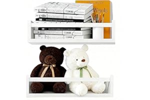 2 Pcs 16.5 in Wall Bookshelfs White Floating Shelf Nursery Shelves Wood Floating Bookshelves for Bedroom Kitchen Bathroom Dec