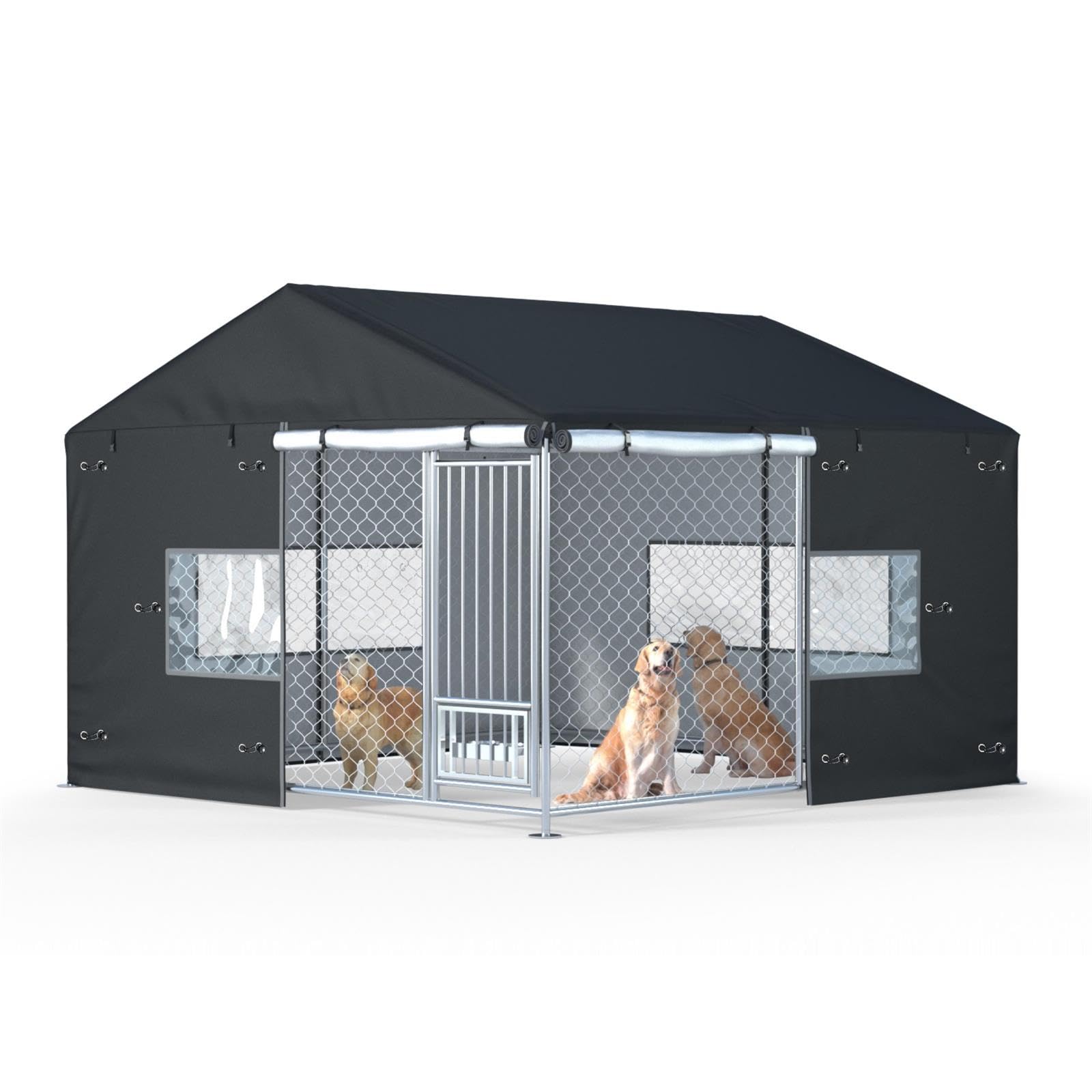 View 1 of 10x10x7ft Heavy-Duty Dog Kennel Cover - Waterproof UV-Resistant All-Season Outdoor Dog Enclosure Cover (Cover Only, Does Not Include Dog Fence)
