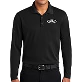 White Ford Oval Crest Chest Print Long Sleeve Polo Shirt