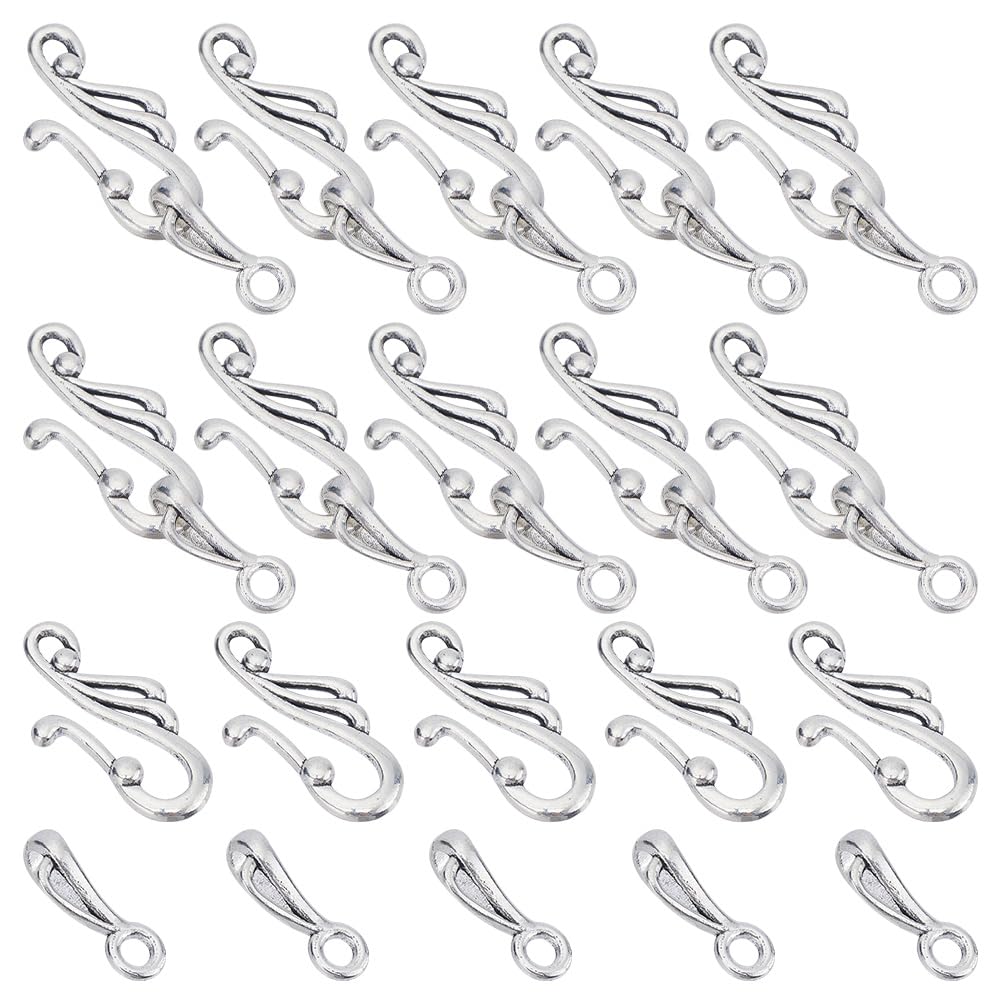 SUNNYCLUE 1 Box 70 Sets S Hook Jewellery Clasp S Ring Toggle Clasps Tibetan Style Antique Silver S Hook Ring Bracelets Necklace Connectors Jewellery End Clasps and Closures for Jewellery Making