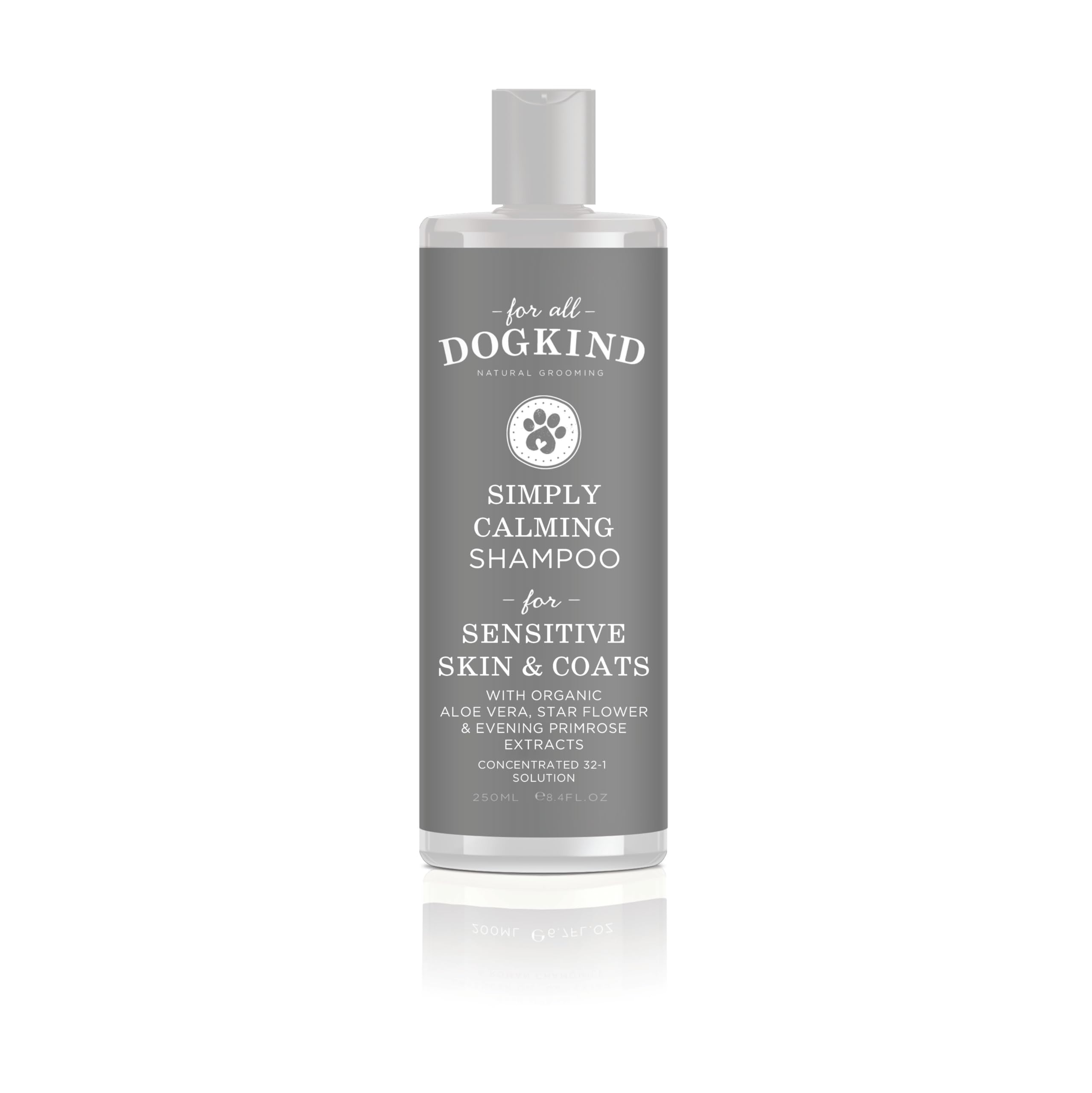 For All DogKind Simply Calming Dog Shampoo - With Starflower and Evening Primrose Oil - Soothing Dog Shampoo - Flea & Tick Protection - 97% Natural - Ideal for Sensitive Skin & Puppies - 250ml