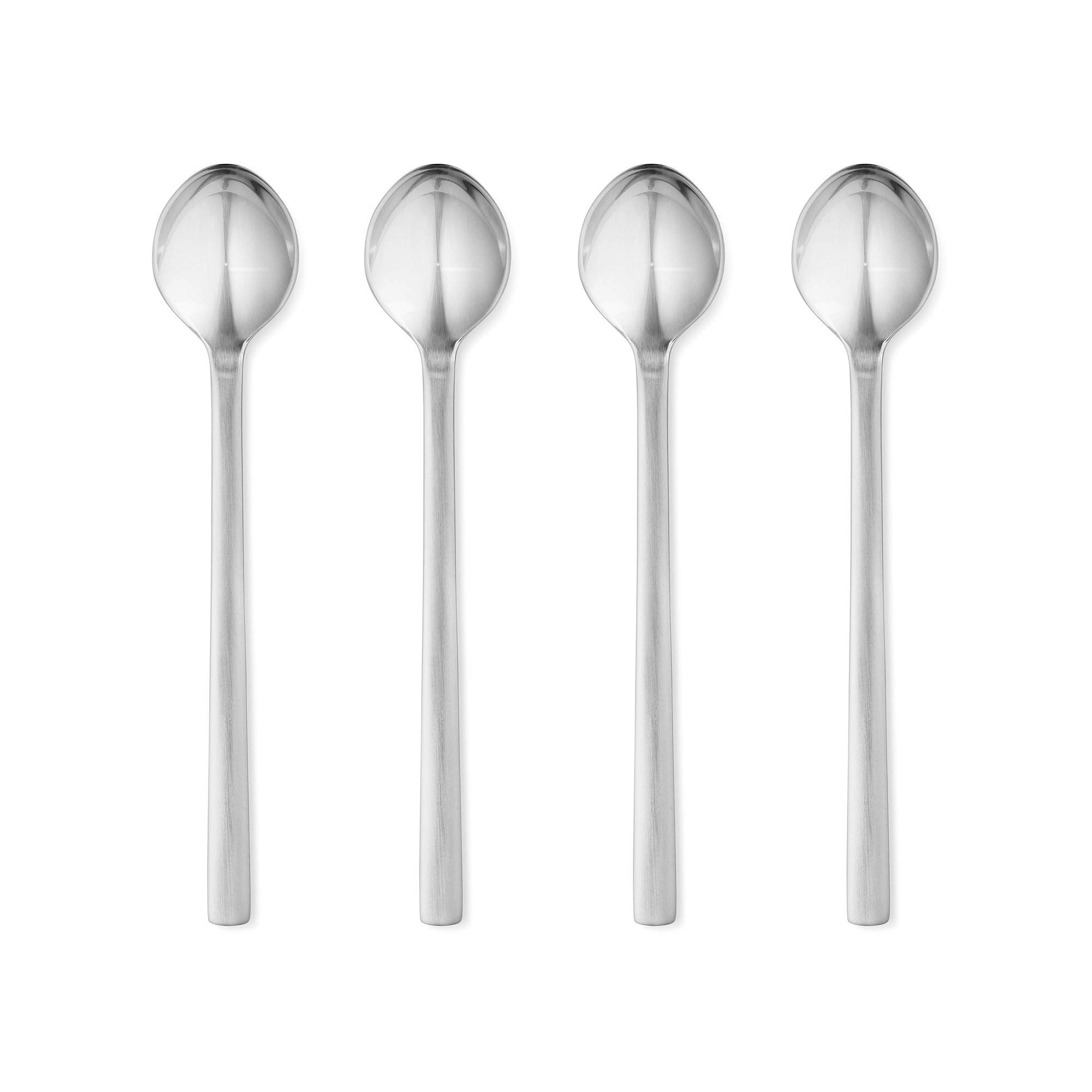 Georg Jensen New York Caffe Latte Spoon Set - Matte Stainless Steel Cutlery by Henning Koppel - Pack of 4