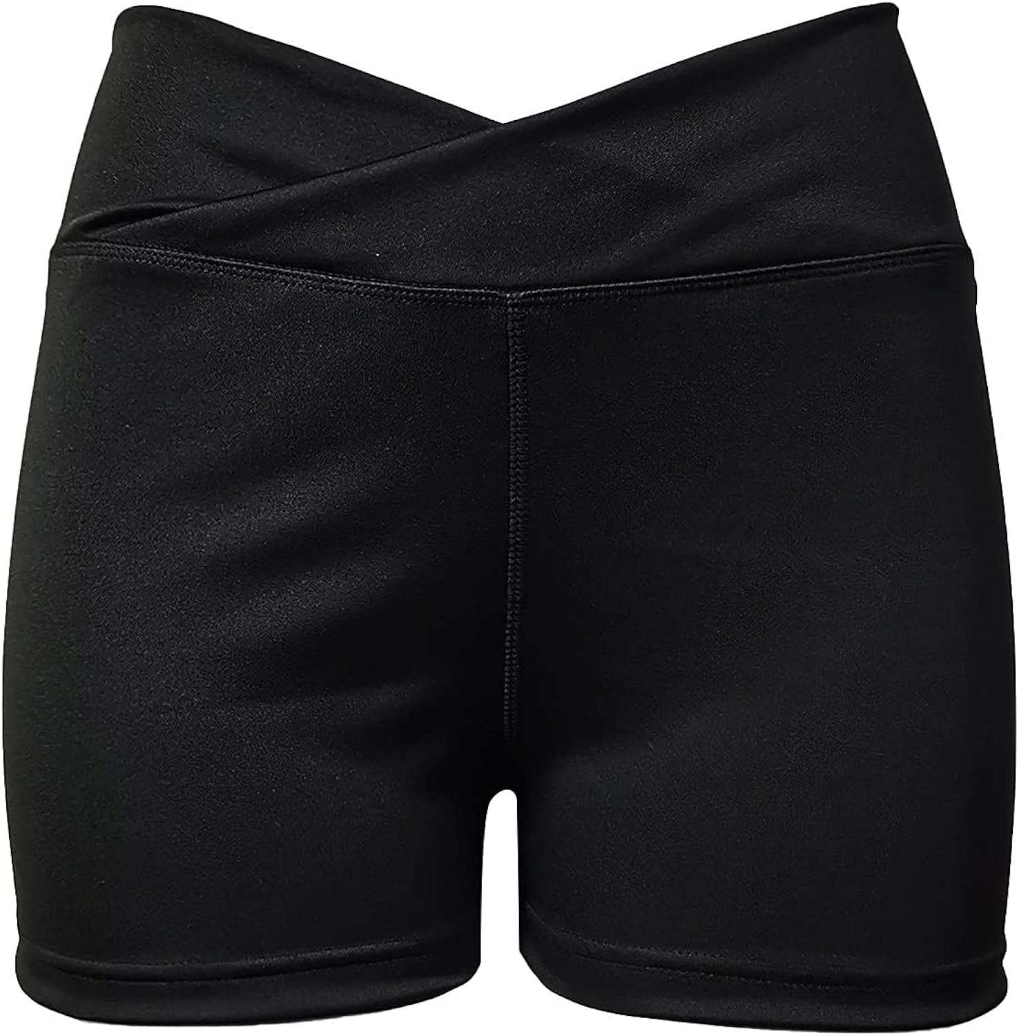 Women's High Waisted Biker Shorts Cross Waist Workout Yoga Shorts Running Leggings with/no Pocket: Clothing