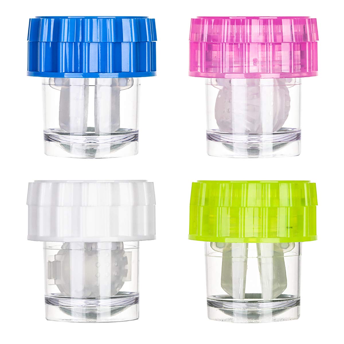 4 Pack Colourful Contact Lens Cleaner Washer Contact Cleaning Case Box, Container Soak Tool Set