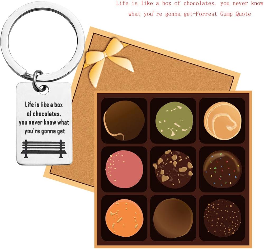 Amazon Com Forrest Gump Inspired Keychain Life Is Like A Box Of