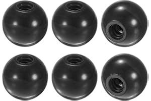 M METERXITY 6-Pack Threaded Ball Knobs, M8 Female Thread 30mm Dia. Thermoset Ball Knob for Lathe/Machine/Lawn Mowers, Round Phenolic Steel Insert Lever Handle [Black]