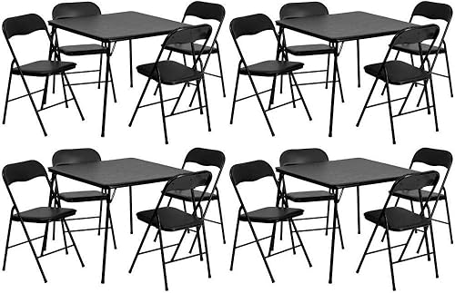 Flash Furniture Piece Black Folding Card Table and Chair Set