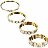 DATOA 4Pcs Sparkling Rhinestone Tennis Bracelet Set for Women Trendy Elastic Rhinestone Crystal Stretch Bracelet Stackable Jewelry