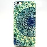 iPhone 6 Case, iPhone 6 (4.7 Inch) Case - LUOLNH Fashion Style Colorful Painted Green Flower TPU Case Back Cover Protector Skin For iPhone 6 4.7Inch(Green Flower)