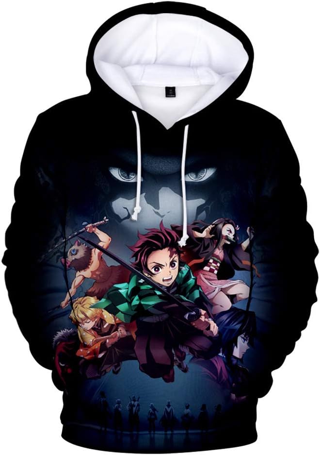 Lucky Park Demon Slayer: Kimetsu No Yaiba Unisex Hoodie 3D Printed Hooded Pullover Sweatshirt for Men Women