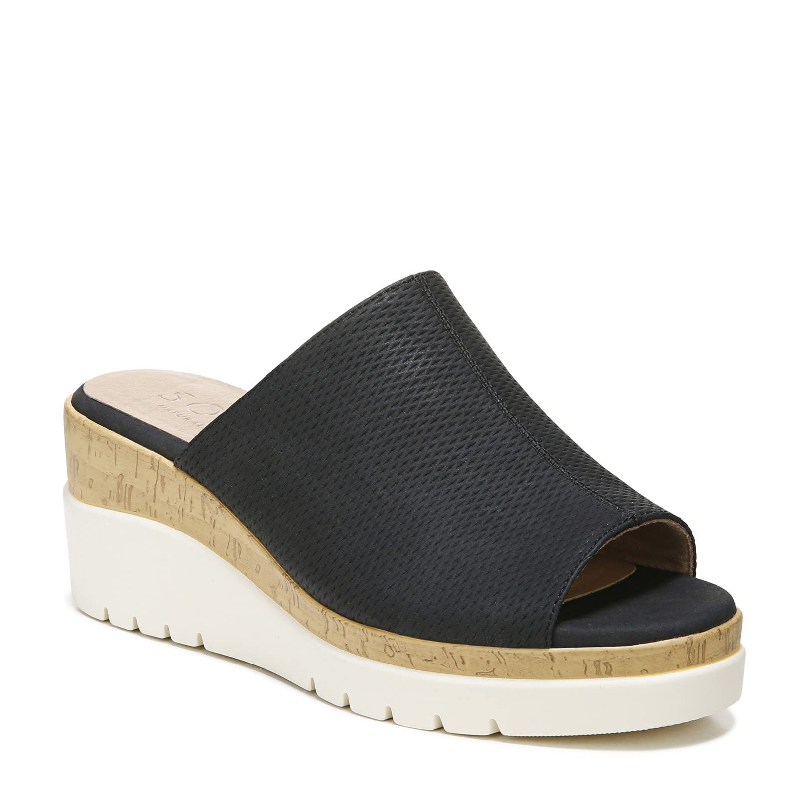 Naturalizer SOUL Women’s Goodtimes Mule Slip On Wedge Sandal Black 8W