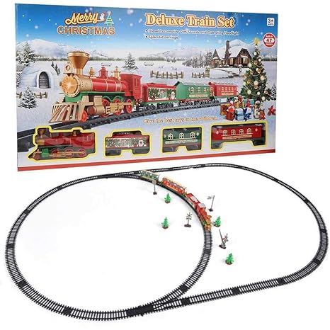 Train Toy, Safe Non-Toxic Christmas Style Electric Train Track Toy Puzzle Model DIY Assembled Intelligent Kid Child Toy for Children