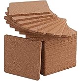 Tebery 30 Pack 4 Inch Square Cork Coasters, 0.2'' Thick Absorbent Drink Pads for DIY Craft, Table Protectors Coaster for Housewarming Wedding Office Home