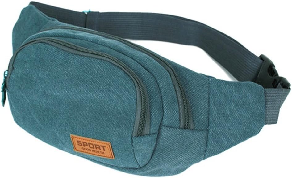 Men Women Canvas Waist Pack Bag Chest Bum Bag for Hiking Camping Cycling Trekking Waist Bag (Blue)