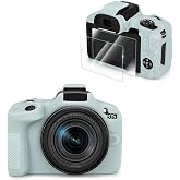 VOVMOEYA Compatible with Canon EOS R50 Camera Case Accessories kit[with 2 LCD Tempered Films],EOS R50 Silicone Protective Camera case Enhanced Grip Sensation Lightweight 9H 0.25mm-Light Green