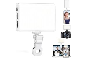 RAYMENGE 120 LED Selfie Light for Phone, Front & Back Clip, 3 Light Modes CRI 95+ 2500K-9000K, Infinitely Dimmable, 3000mAh Rechargeable