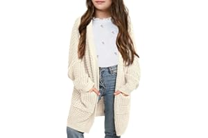SySea Girls Batwing Long Sleeve Cardigan Open Front Chunky Knit Sweaters Coats with Pockets
