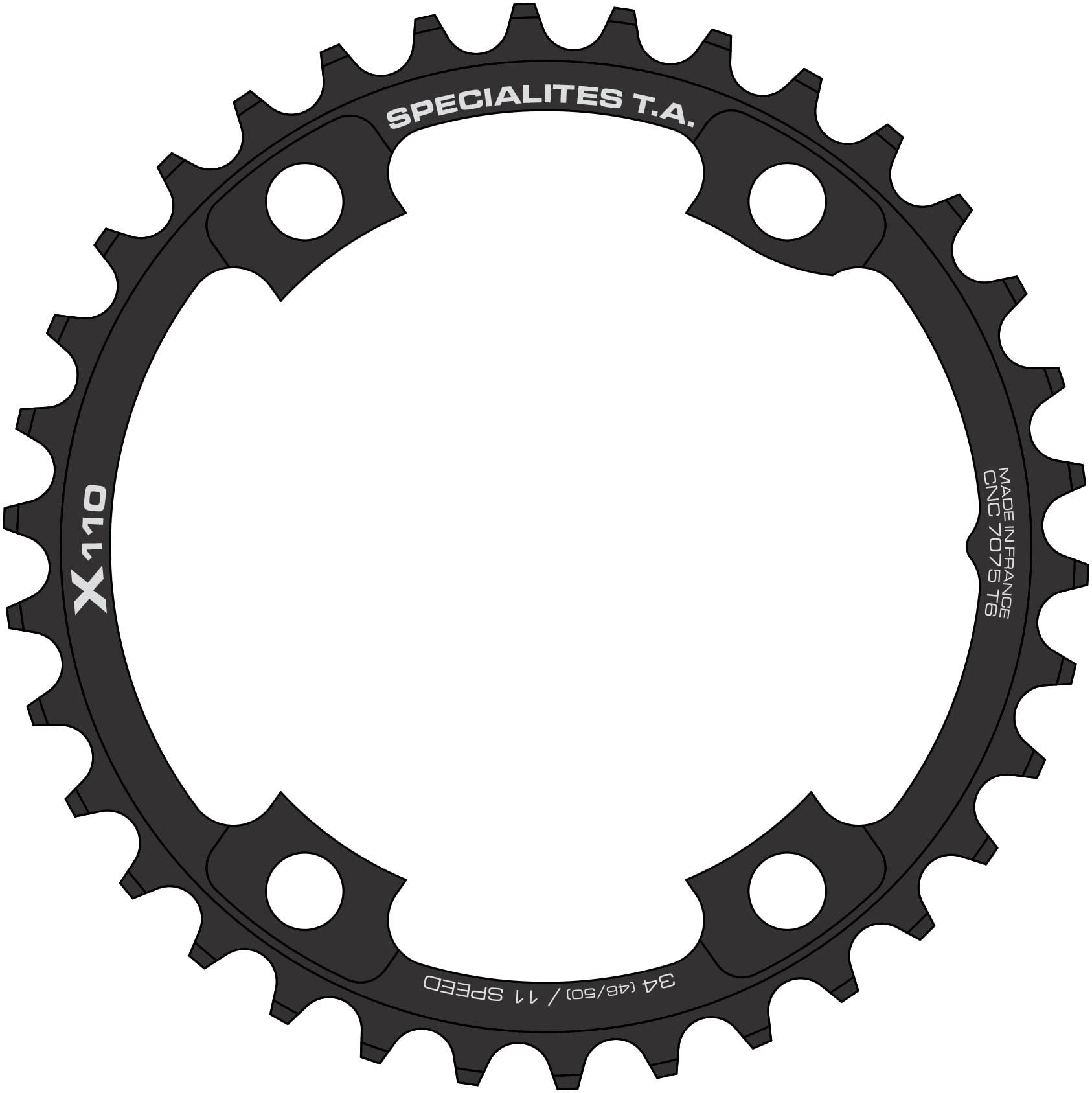 Spécialités TA X110 4 Arm 11 Speed Chainring, Black, Inner, 36t — image 1