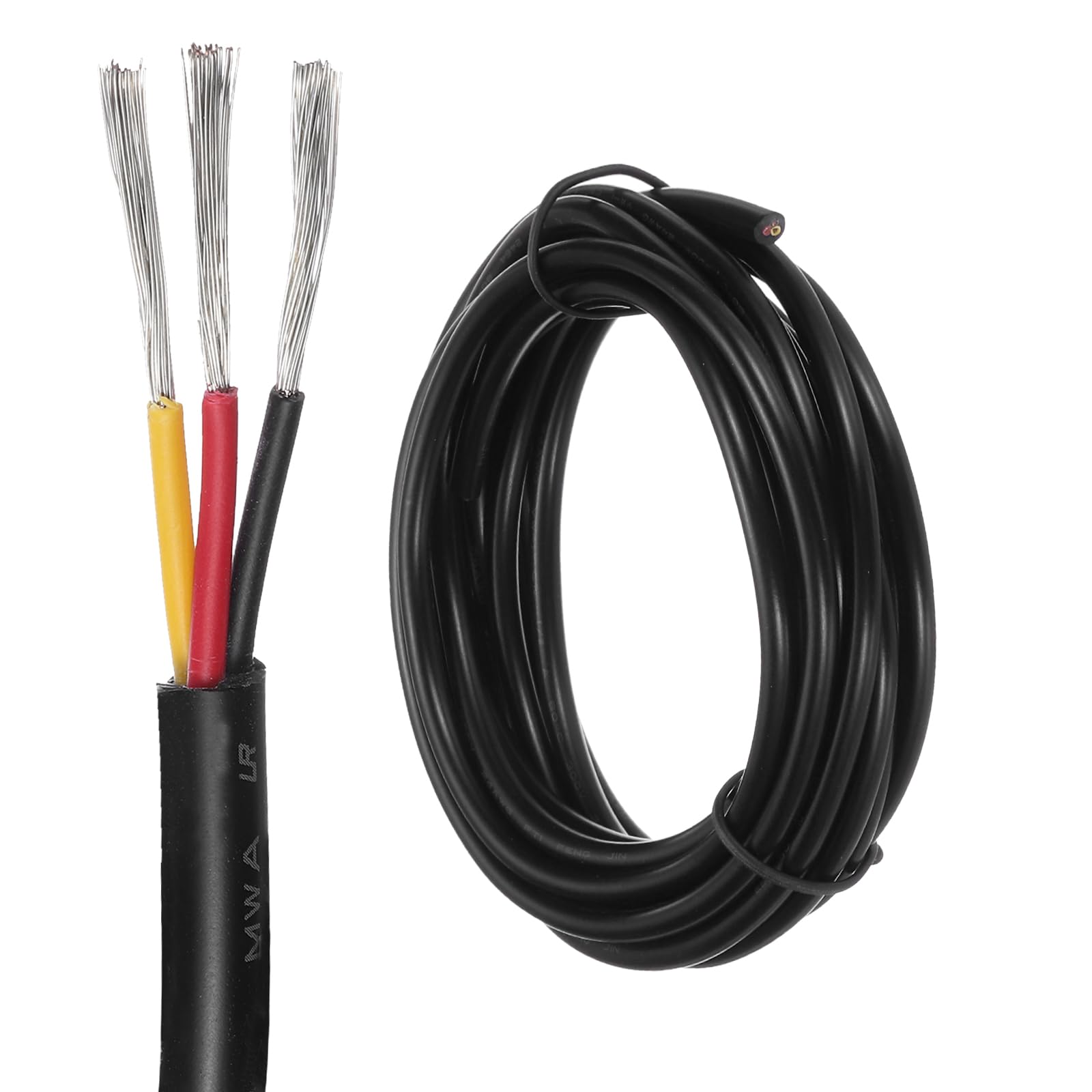 DMiotech 24 Gauge Wire Electrical Wire 3 Conductor, 24 AWG Extension Cable Cord 10 Ft/3 m UL2464 300V Stranded Tinned Copper Wire for LED Lighting Automotive