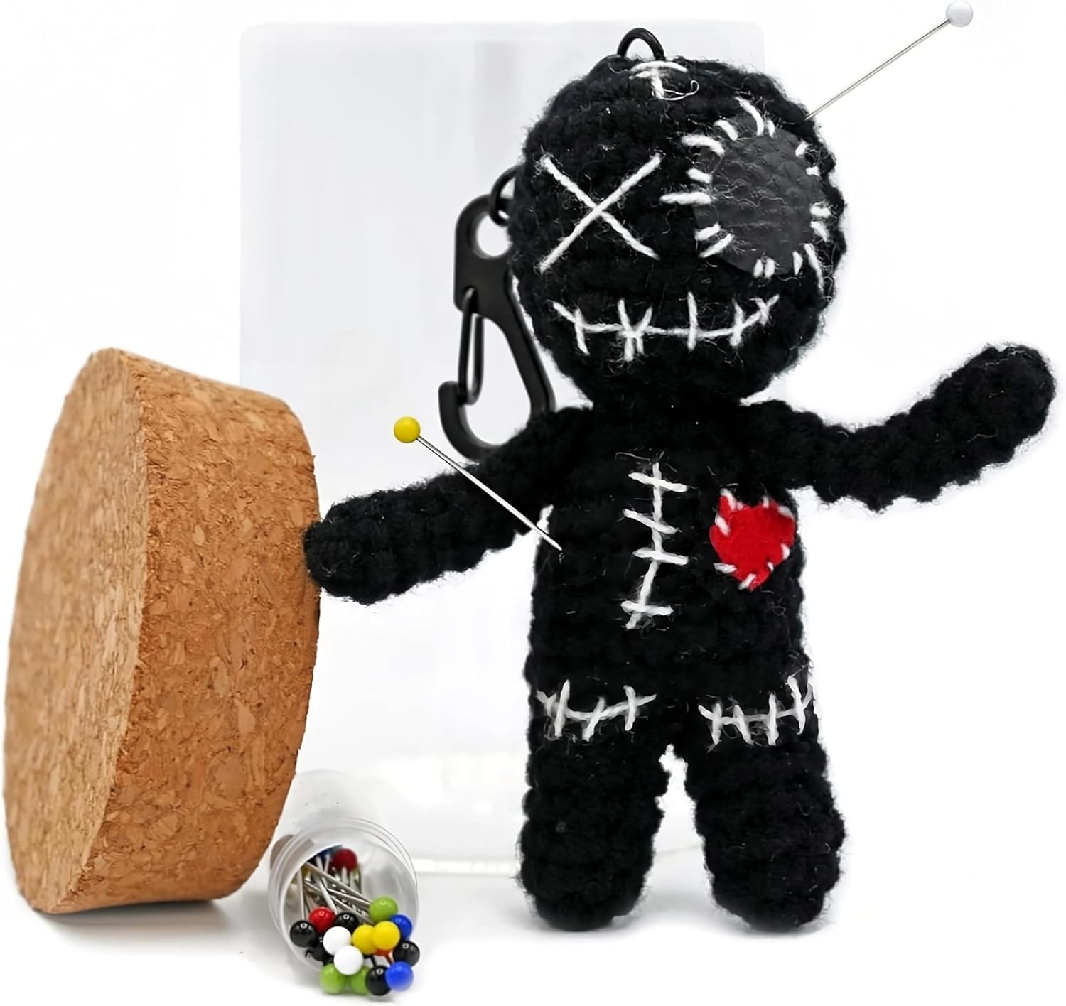 Dakita Voodoo Doll in Glass (10 cm, Handmade) with Needles as a Funny Gift for Friends and Colleagues | Wedding or Farewell Gift (Black, 10 cm)