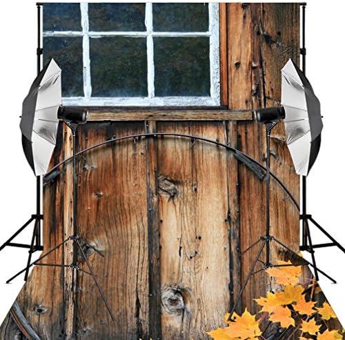 Udrops 5X7ft Vinyl Fabric Photography Backdrops Shabby House Window Yellow Leaves Photography Background