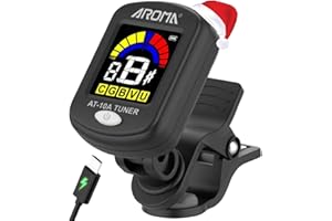 Ulumac Aroma Rechargeable Guitar Tuner Clip On for Guitar, Violin, Ukulele, Bass, Mandolin with Chromatic Tuning Modes, Full Color Display, Quick&Accurate Tuning,White(Type-C Charging Cable Included)